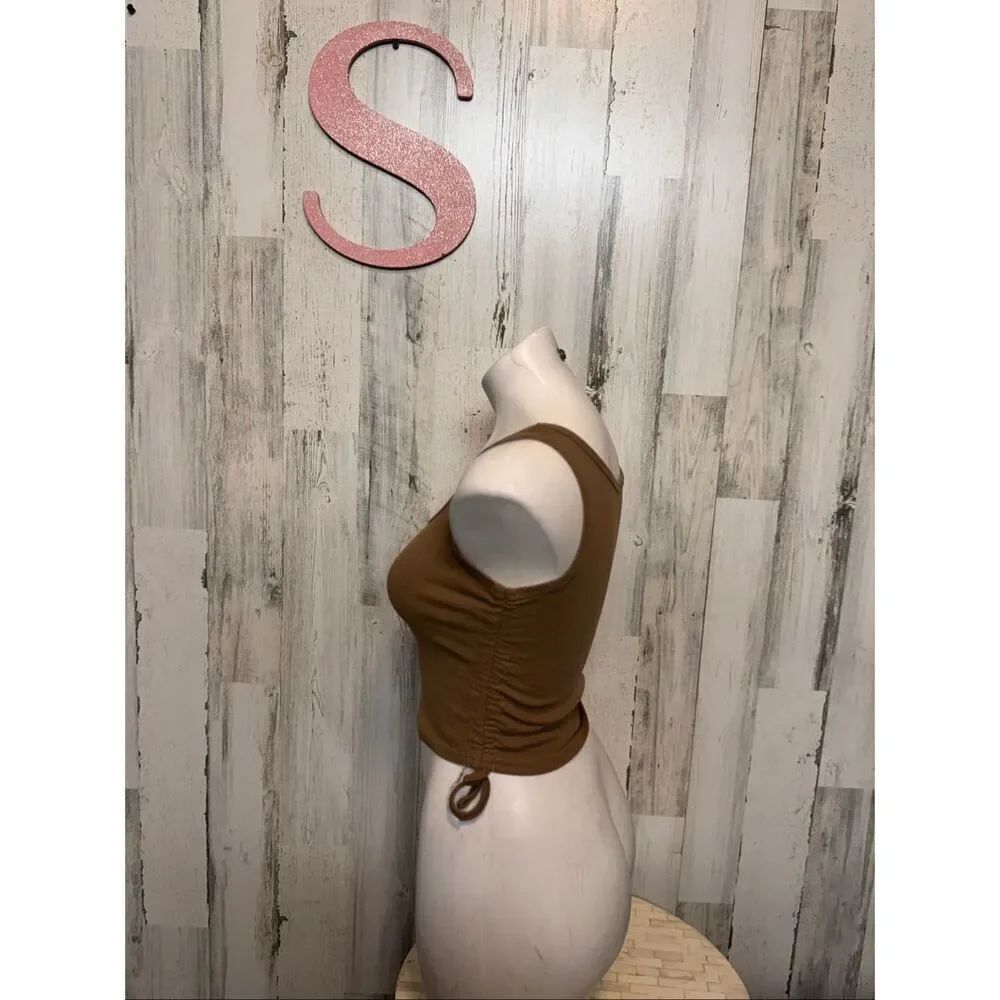Brown Ruched Side Tank Top – Size Small - Picture 5 of 5